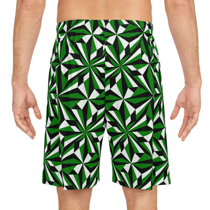 Desert Flowers in Green Basketball Shorts