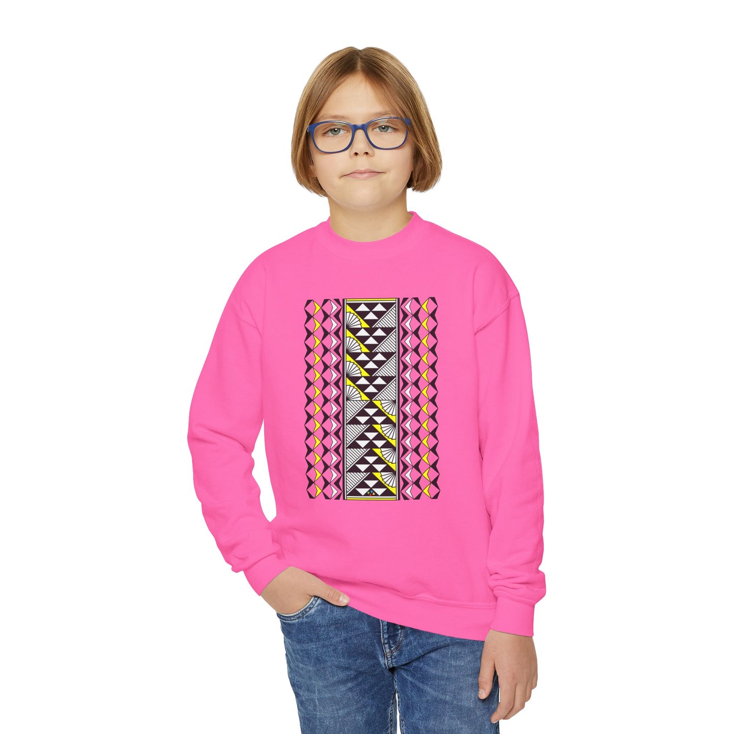 Rain and Sun in Yellow Youth Crewneck Sweatshirt