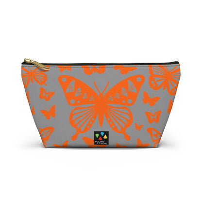 Orange Butterflies on Gray Pouch w T-bottom