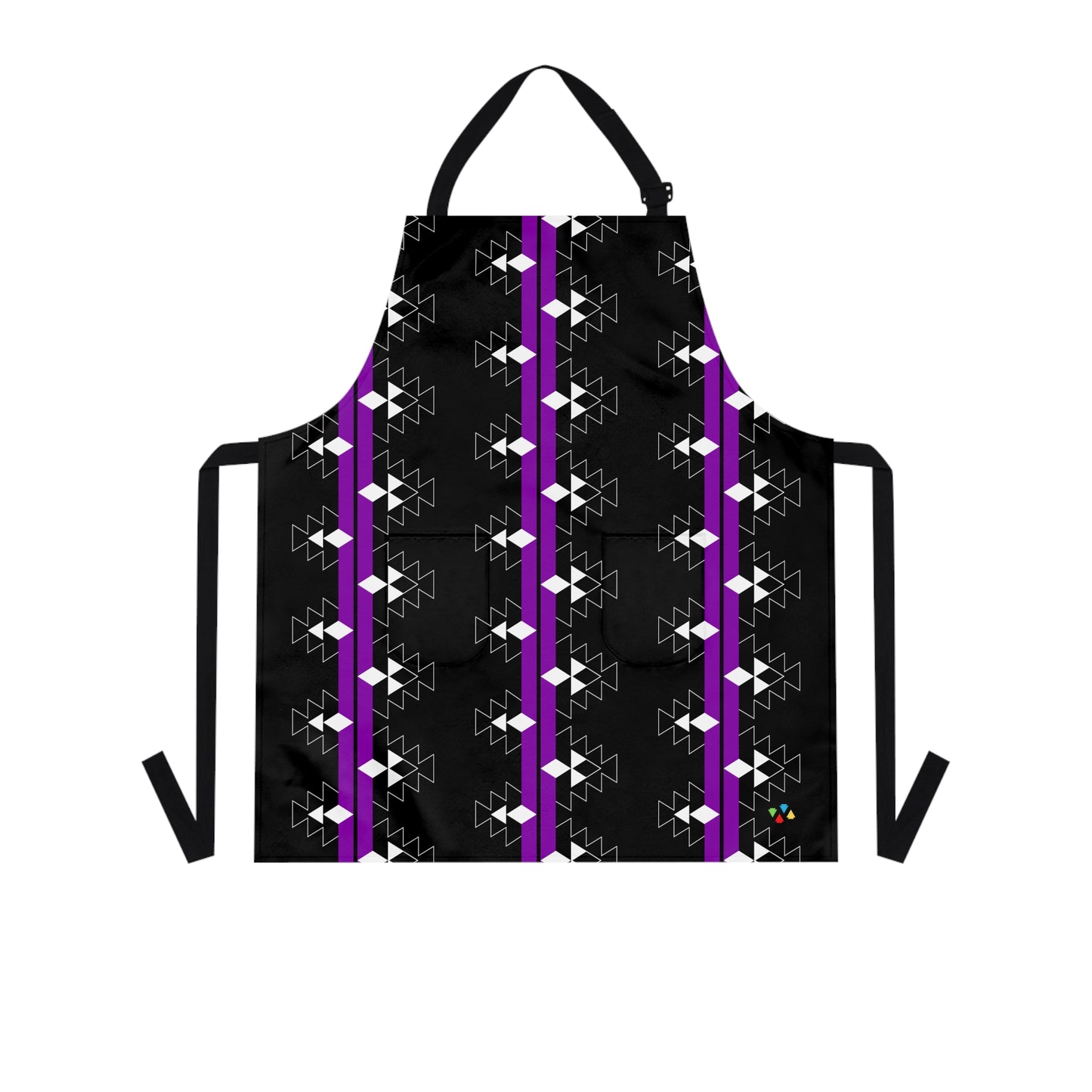 Purple on Black Native Woven Stories Two Pocket Apron