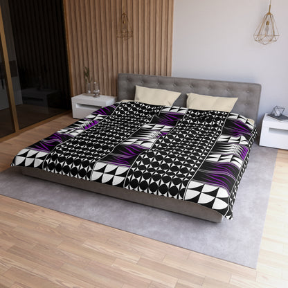 Blessed Feathers in Purple Microfiber Duvet Cover