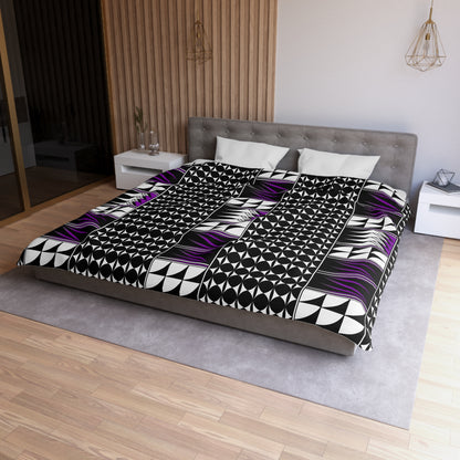 Blessed Feathers in Purple Microfiber Duvet Cover