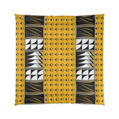 Southwest Feather Blessing on Yellow Comforter