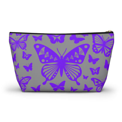 Purple Butterflies on Gray Pouch w T-bottom