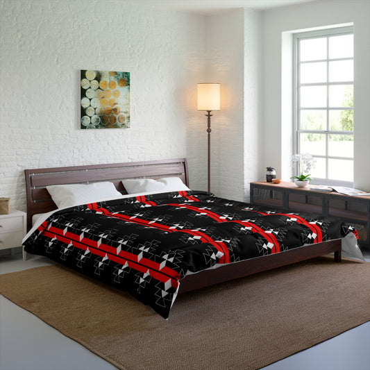 Native Woven Stories on Black Comforter