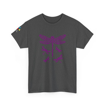 Native Dragonfly in Purple Gildan Unisex Tee