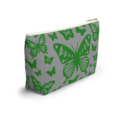 Green Butterflies on Gray Pouch w T-bottom