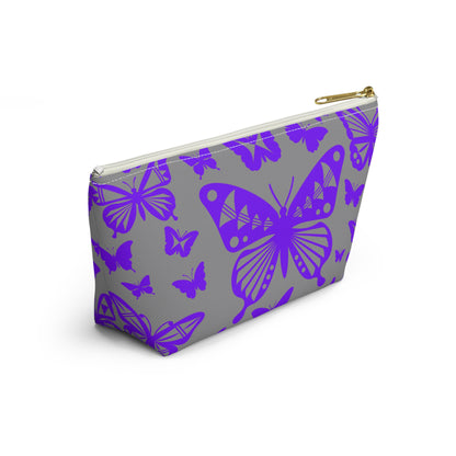 Purple Butterflies on Gray Pouch w T-bottom