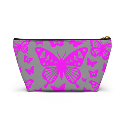 Pink Butterflies on Gray Pouch w T-bottom