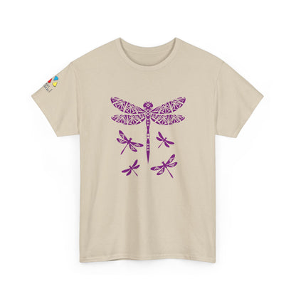 Native Dragonfly in Purple Gildan Unisex Tee