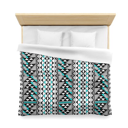 Sun and Rain in Turquoise Microfiber Duvet Cover