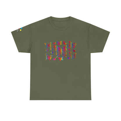 Metallic Rainbow Rain Butterflies Gildan Unisex Tee