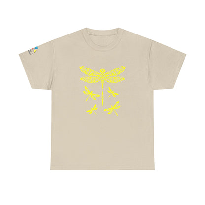 Native Dragonfly in Yellow Gildan Unisex Tee