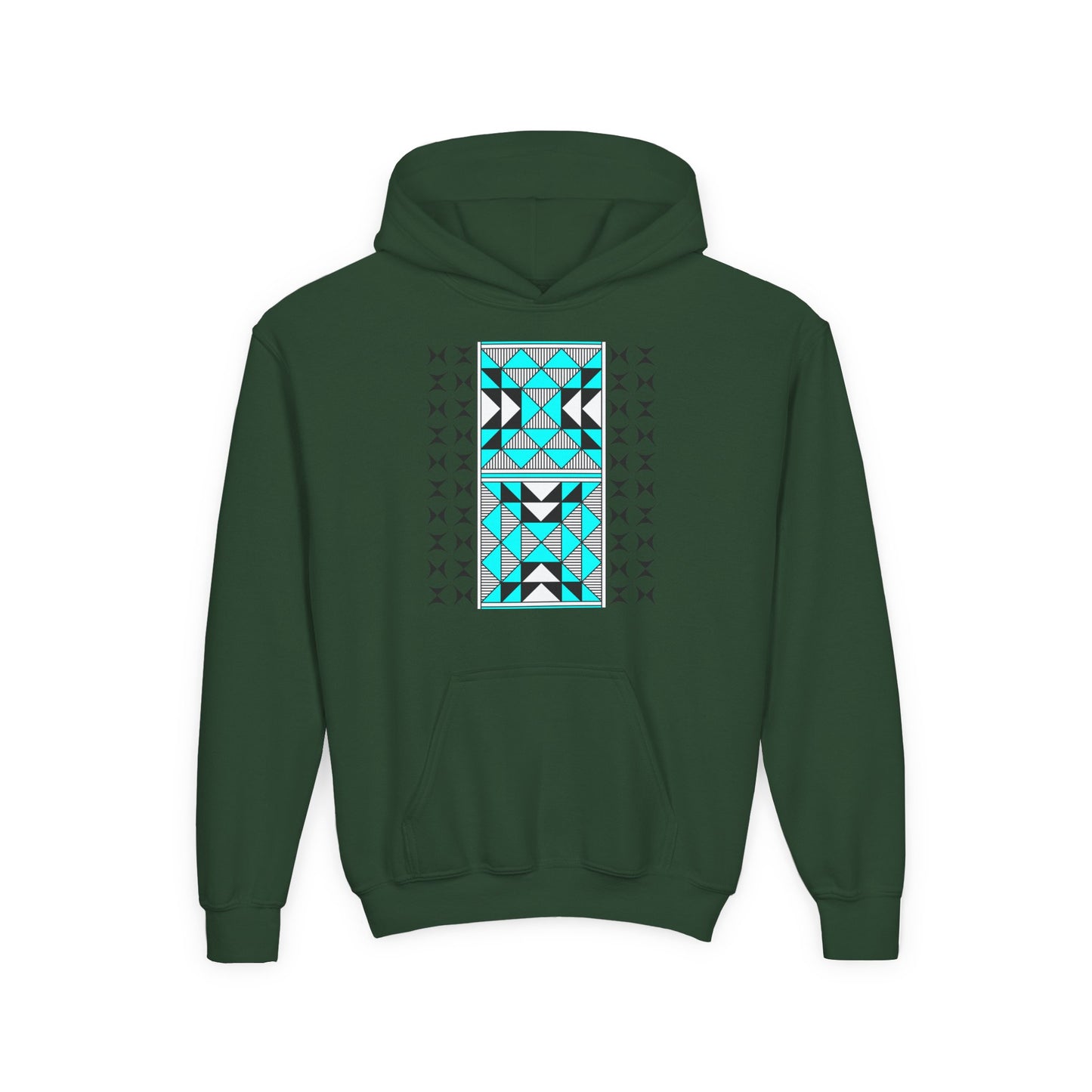 Sacred Mountains in Turquoise Youth Heavy Blend Hooded Sweatshirt