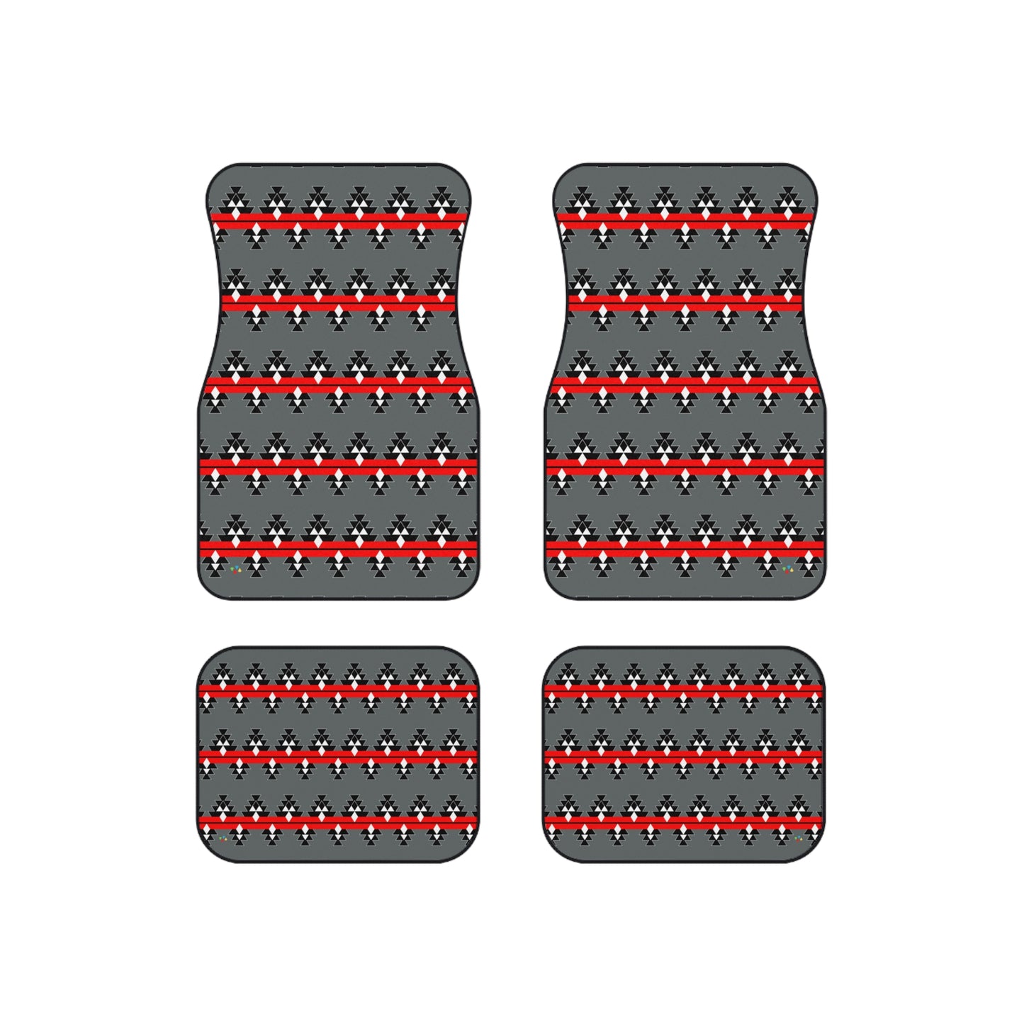 Red Native Woven Stories Car Mats (Set of 4)