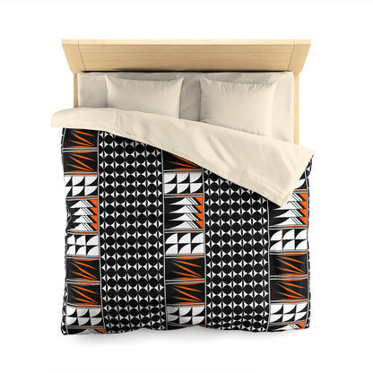 Blessed Feathers in Orange Microfiber Duvet Cover