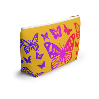 Rainbow Butterflies on Yellow Pouch w T-bottom