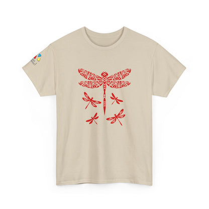 Native Dragonfly in Red Gildan Unisex Tee