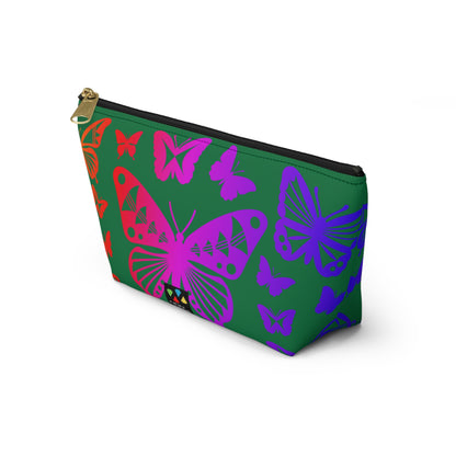 Rainbow Butterflies on Green Pouch w T-bottom