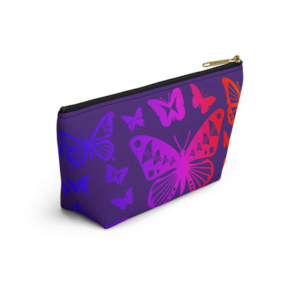 Rainbow Butterflies on Purple Pouch w T-bottom