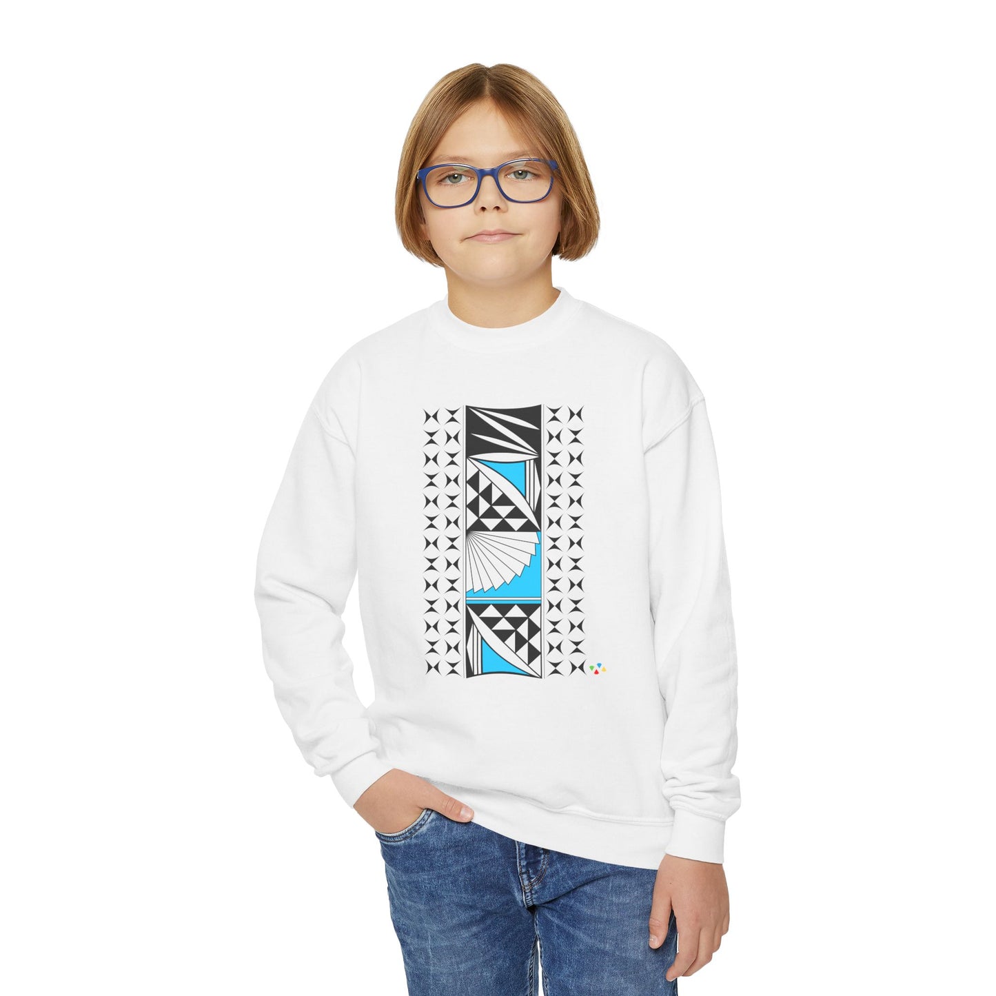 Southwest Sunrise in Turquoise Youth Crewneck Sweatshirt