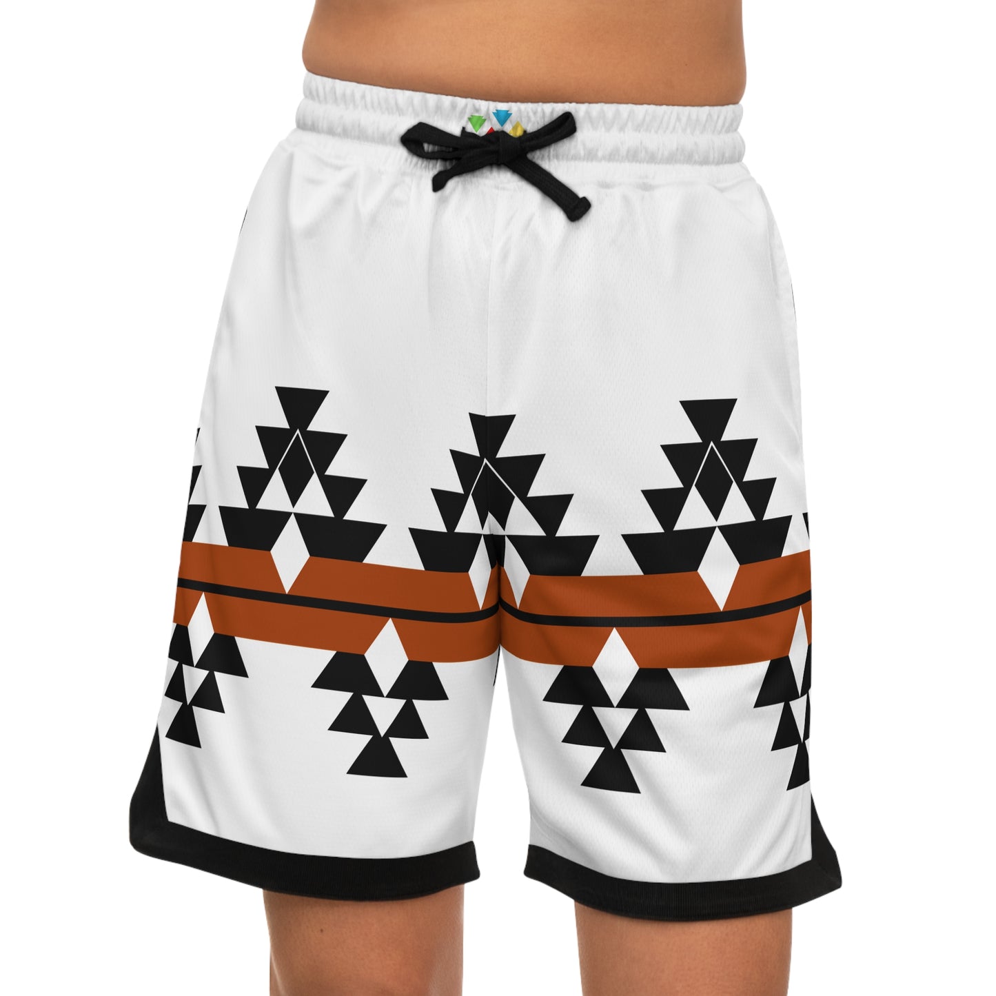 Native Woven Stories in Rust Basketball Rib Shorts