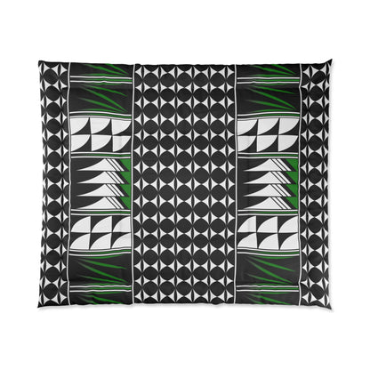 Southwest Feather Blessing in Green Comforter