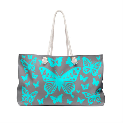 Turquoise Butterfly Burst Weekender Bag