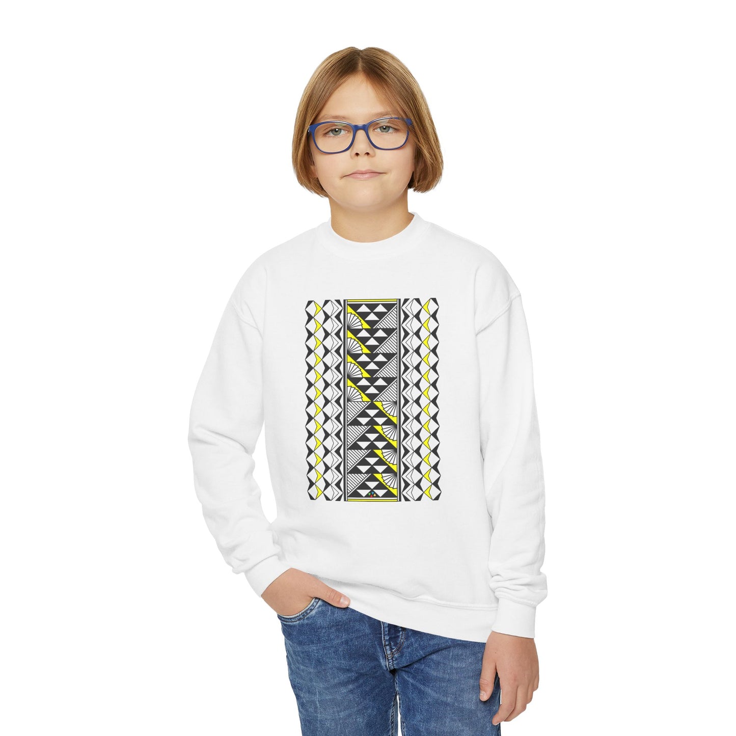 Rain and Sun in Yellow Youth Crewneck Sweatshirt