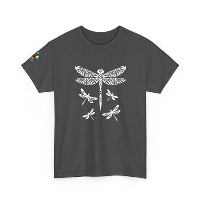 Native Dragonfly in White Gildan Unisex Tee