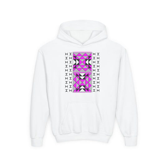 Sacred Mountains in Pink Youth Heavy Blend Hooded Sweatshirt