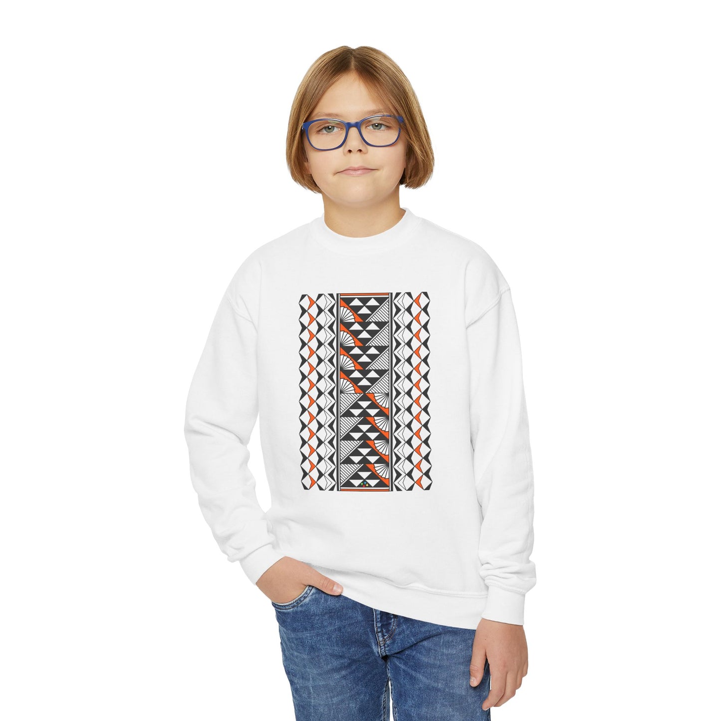 Rain and Sun in Orange Youth Crewneck Sweatshirt