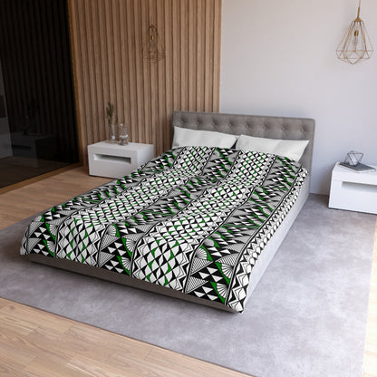 Sun and Rain in Green Microfiber Duvet Cover