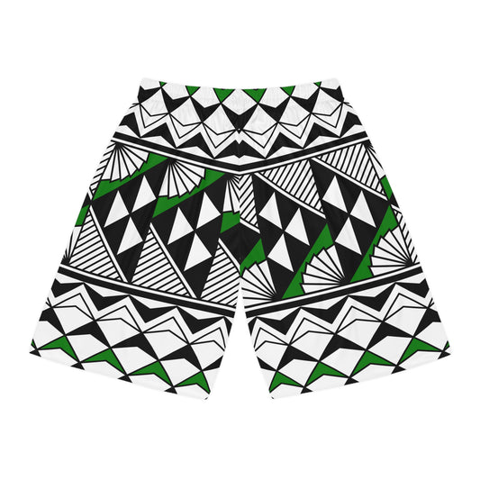 Sun and Rain in Green Basketball Shorts