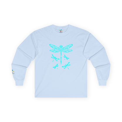 Native Dragonfly in Turquoise Unisex Long Sleeve Tee