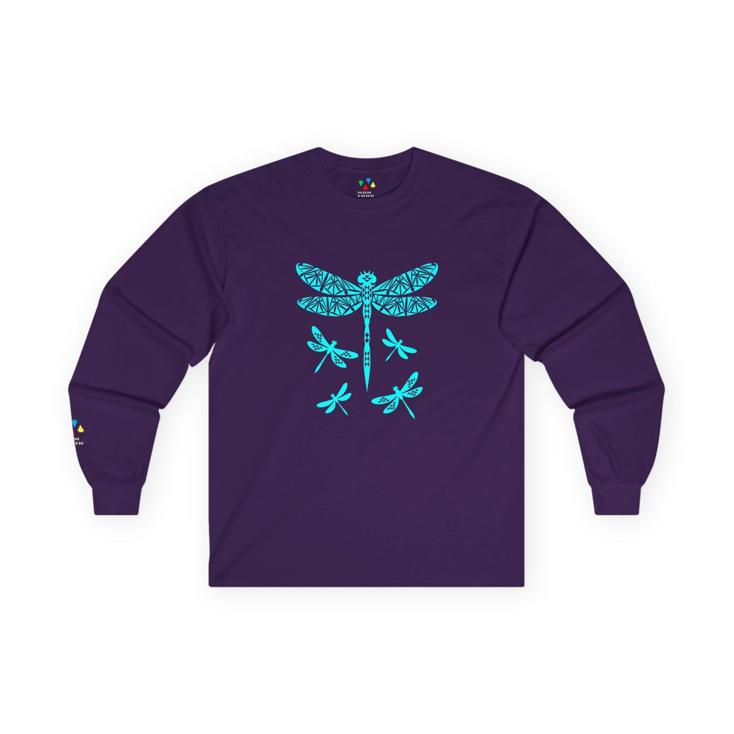 Native Dragonfly in Turquoise Unisex Long Sleeve Tee