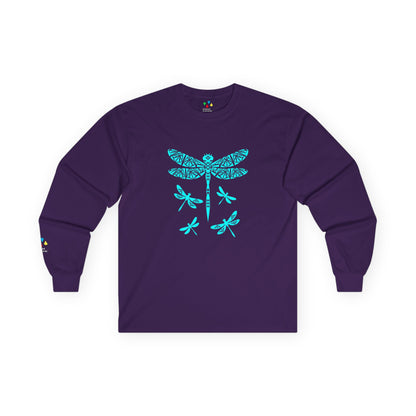 Native Dragonfly in Turquoise Unisex Long Sleeve Tee