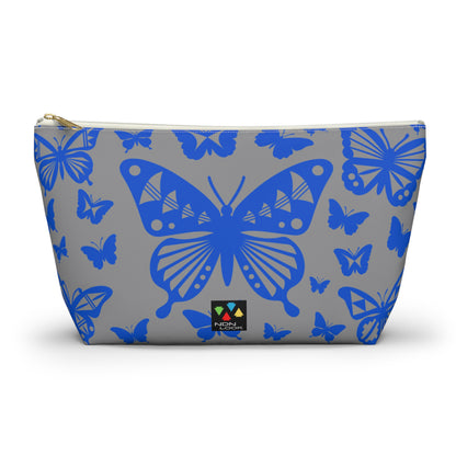 Blue Butterflies on Gray Pouch w T-bottom