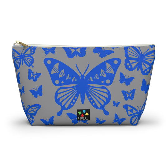 Blue Butterflies on Gray Pouch w T-bottom