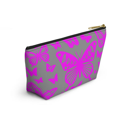 Pink Butterflies on Gray Pouch w T-bottom