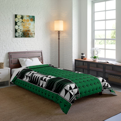 Southwest Feather Blessing on Forest Green Comforter