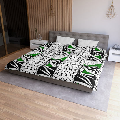 Southwest Sunrise in Green Microfiber Duvet Cover