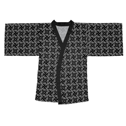 Sacred Winds in Charcoal Kimono Robe – Where Comfort Meets Native Grace