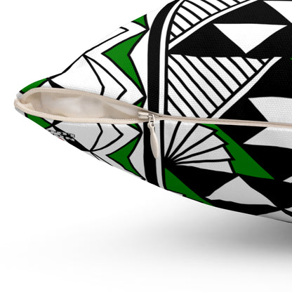 Sun and Rain in Green Spun Polyester Square Pillow