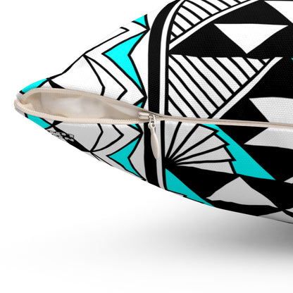 Sun and Rain in Turquoise Spun Polyester Square Pillow