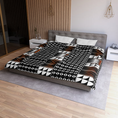 Blessed Feathers in Rust Microfiber Duvet Cover