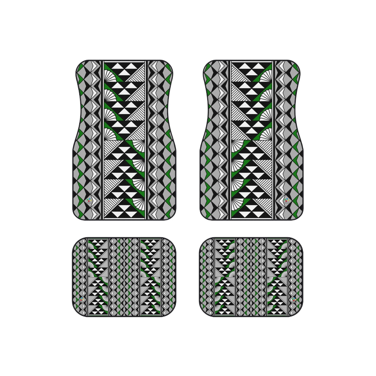 Sun and Rain in Green Car Mats (Set of 4)