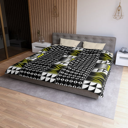 Blessed Feathers in Yellow Microfiber Duvet Cover