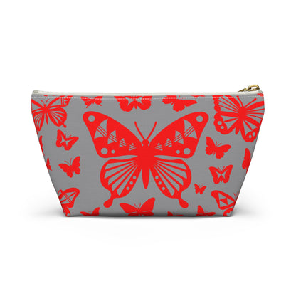 Red Butterflies on Gray Pouch w T-bottom