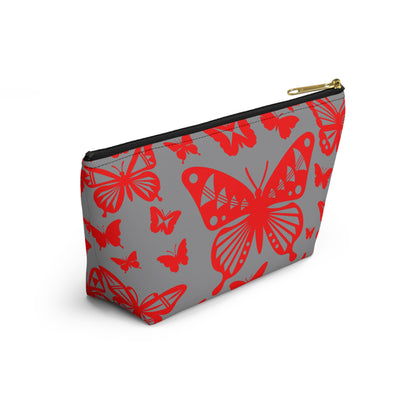 Red Butterflies on Gray Pouch w T-bottom